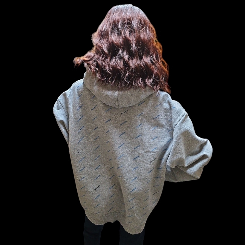 Champion Gray Hoodie w/Blue Logos - Picture 4 of 5